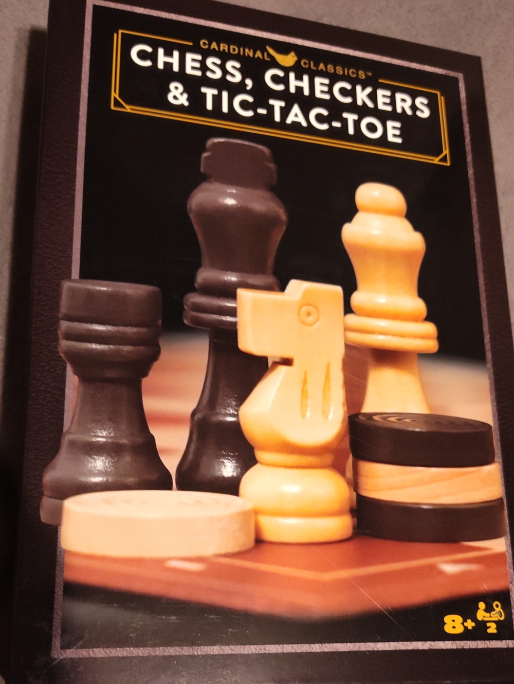 Cardinal Classics Chess, Checkers & Tic-Tac-Toe Set - Black & Cream